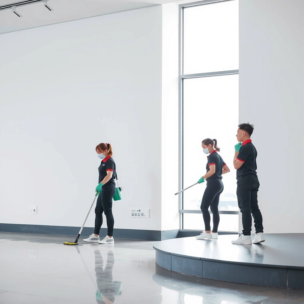 CleanRoute team cleaning a modern office space in Metro Manila