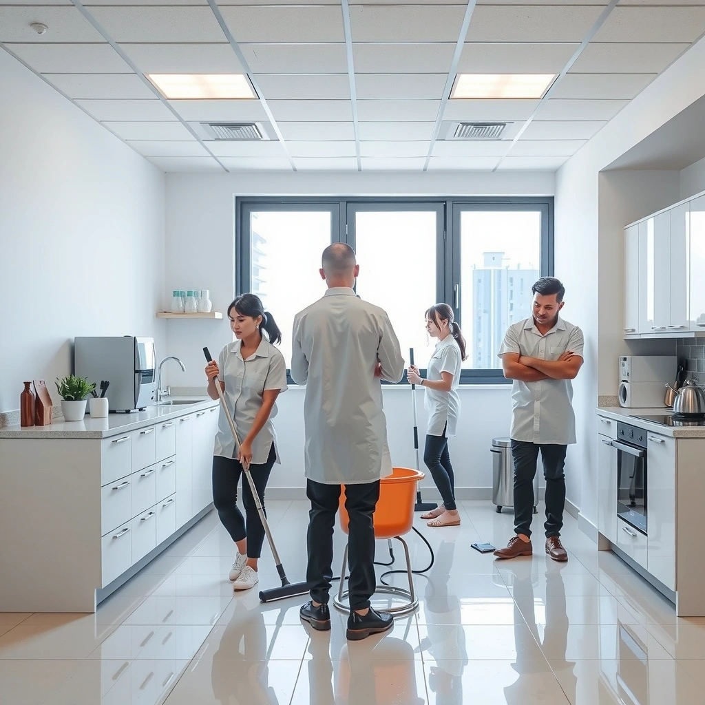 Professional cleaning team in action